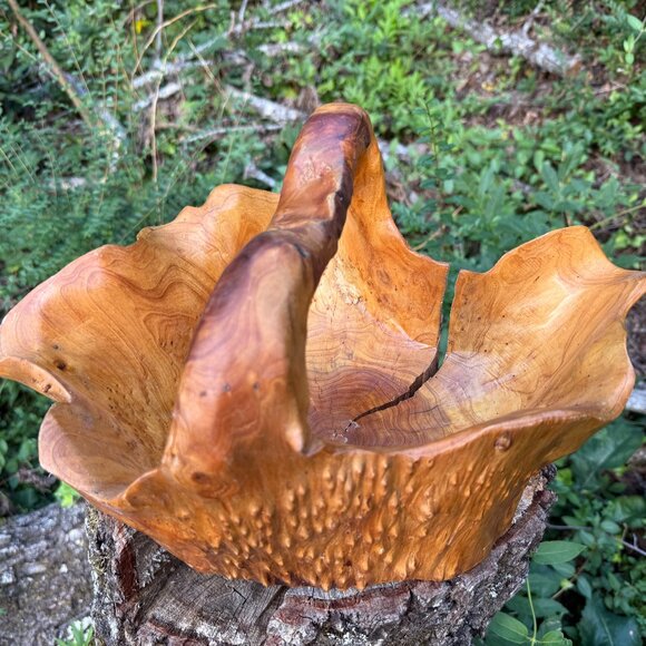 Burl Wood Basket 15"x 11"x 8" MCM 1970s - Picture 1 of 8